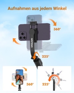 Selfie Stick GRIFEMA cu stativ, 107cm, Bluetooth, 360 rotire - Img 3
