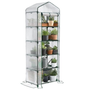 Serra VOUNOT, 5 Etaje, 69x49x193cm, Alb, pentru Gradina si Balcon