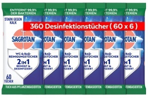 Servetele umede de curatenie Sagrotan - 360 bucati, antibacteriene, biodegradabile