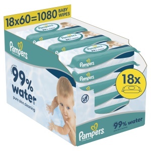 Servetele umede Pampers 99 Apa, 1080 bucati, fara alcool si parfum