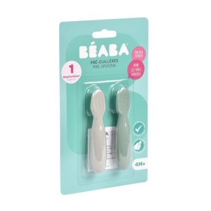 Set 2 lingurite silicon Beaba ergonomice texturi diferite Sage GreenVelvet Grey - Img 2