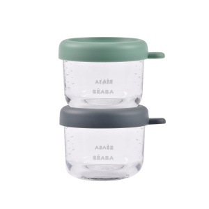 Set 2 recipiente din sticla BEABA, 150 ml, rezistente la caldura, culoare Salbeigrun - Img 3