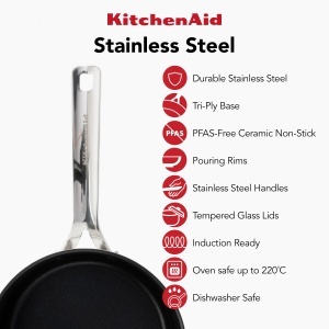 Set 2 Tigai din Inox KitchenAid 2028 cm, Antiaderente, Inductie - Img 4