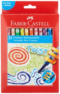 Set 24 Creioane colorate Faber-Castell cu mecanism rotativ pentru copii