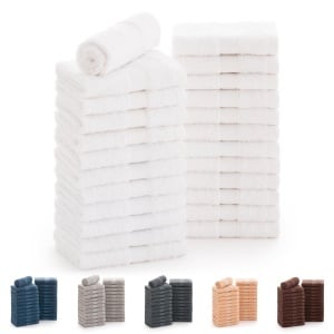 Set 24 prosoape Todocama 30x30 cm, 100 bumbac, alb, moale si absorbant
