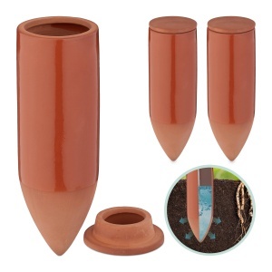 Set 3 Ghiocel pentru Udare Automata Relaxdays, 330ml, Terracotta