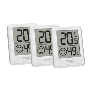 Set 3 Higrometre Digitale TFA Dostmann 30.5060.02.03, Alb, cu Baterie Inclusa