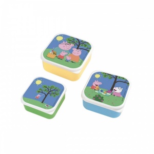 Set 3 Lunchbox-uri pentru Copii Petit Jour PEPPA PIG, Polypropylen, Usor de Curatat