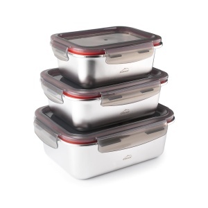 Set 3 recipiente din otel inoxidabil Lacor 64617, 800ml-1800ml, BPA-free