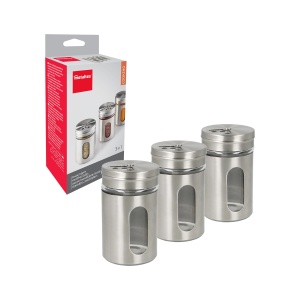 Set 3 recipiente pentru condimente Metaltex, 100ml, inox, sticla - Img 5
