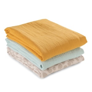 Set 3 Tetra Hauck Cuddle N Clean 100 Bumbac 80x80 cm Culori Neutre
