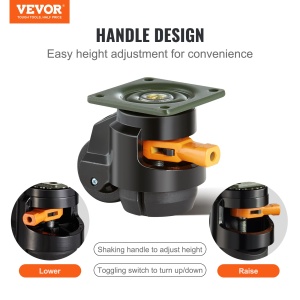 Set 4 roti pivotante VEVOR GD-60FD nylon ajustabile capacitate 05 tone - Img 2