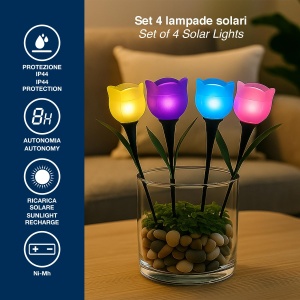 Set 4 Solarleuchte Beper P207ILO105, tulipen, IP44, culoare variata - Img 3