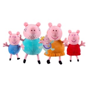 Set 5 Figurine Plush Peppa Pig - Peppa, George, Evie, Mummy Pig si Daddy Pig