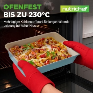 Set 6 Piese Tava si Forma de Copt Nutrichef, Antiadherenta Ceramica, Karbonstahl, Turcoaz - Img 2