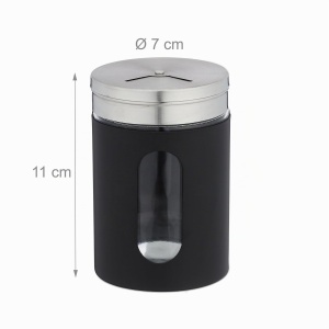 Set 6 recipiente pentru condimente Relaxdays, 290 ml, negru, sticla si otel inoxidabil - Img 4