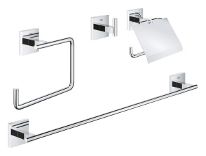 Set Accesorii Baie GROHE Start Cube 4in1, Crom, Montare Fara Gaurire
