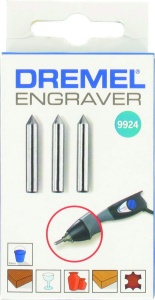 Set accesorii Dremel 9924 - 3 varfuri gravare pentru sticla si otel inoxidabil - Img 4