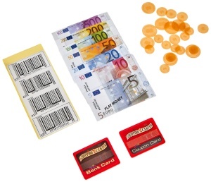 Set Accesorii pentru Casa de Marcat Theo Klein 9316 cu Bani de Jucarie si Coduri EAN