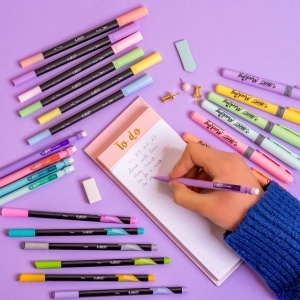 Set BIC Pastel de 23 de piese 6 Marker, 5 Creioane mecanice, 6 Fineliner, 6 Textmarker - Img 3
