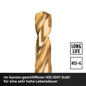 Set burghie metal Einhell 19 piese HSS-G Titan otel HSS 4341 acoperire titan varf 135deg - Img 5
