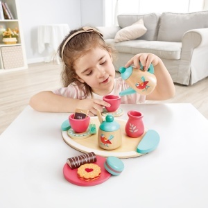 Set ceai copii Hape din lemn accesorii bucatarie design colorat - Img 2