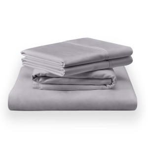 Set cearsafuri din bumbac Tempur Sleepy Silver Mist Cal King, 4-way stretch