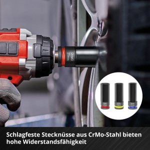Set chei impact Einhell 5 piese CrMo otel protectie pentru jante aliaj M-CASE - Img 3