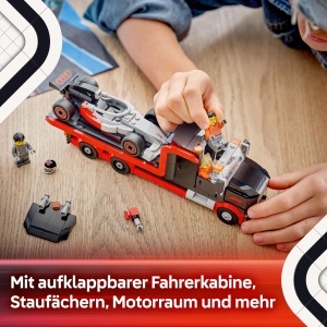 Set Constructie LEGO City F1 Camion cu Audi F1 Rennwagen, 508 Piese, 3 Minifiguri - Img 6