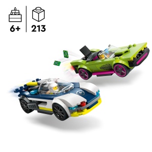 Set Constructie LEGO City - Urmarire cu Politie si Masina Sport, 213 Piese - Img 3