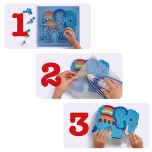 Set Creativ Hama cu Perle Maxi, 600 Bucle Colorate, Placa Lowe si Elefant - Img 6