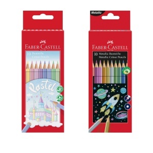 Set Creioane Colorate Faber-Castell Metallic si Pastel, 20 bucati