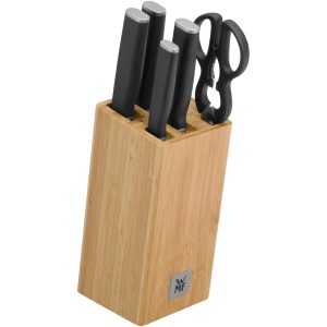 Set cutite bucatarie WMF Kineo, 6 piese, otel inoxidabil, bloc bambus