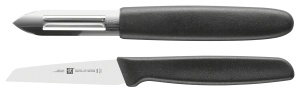 Set cutite si curatator legume ZWILLING Twin Grip, 2 piese, inox, maner ergonomic, negru