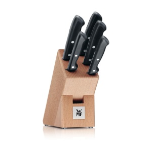 Set cutite WMF Classic Line 6 piese otel special bloc din lemn de mesteacan