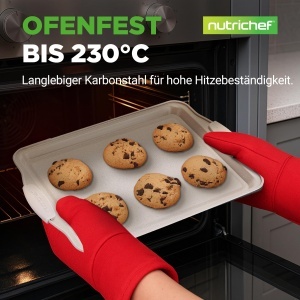 Set de 3 Tavi de Copt NutriChef din Karbonstahl cu Manere din Silicon, Alb - Img 2