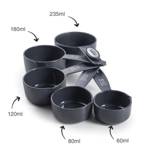 Set de 5 masuri Lacor 67036 BPA-free gradate in ml si cups culoare gri inchis - Img 2