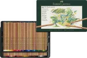 Set de 60 creioane pastel Faber-Castell Pitt Pastel in cutie metalica