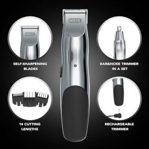 Set de aparat de tuns barba fara fir Wahl Groomsman pentru barba, parul nasului, detalii usoare si ingrijire corporala usoara cu aparat de tuns nasul suplimentar umed/uscat - Img 3
