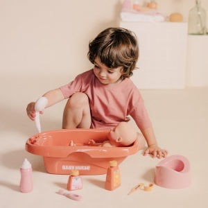 Set de baie pentru papusi Smoby Baby Nurse, 8 accesorii, din plastic reciclat - Img 4