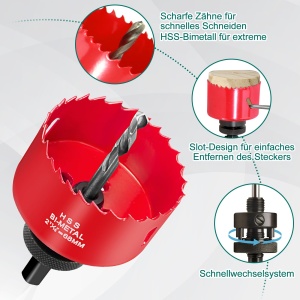 Set de burghie HYCHIKA Lochsage 68mm 60mm Bi-Metall pentru rigips metale si lemn - Img 5