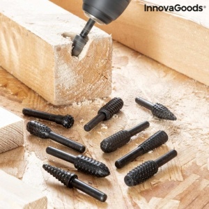Set de burghie InnovaGoods, 10 piese, pentru lemn si PVC, design ergonomic, negru - Img 3
