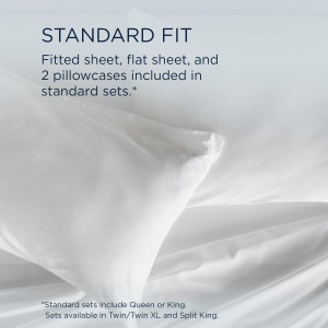 Set de cearsafuri din bumbac Tempur, alb, pentru pat Split Cal King - Img 8