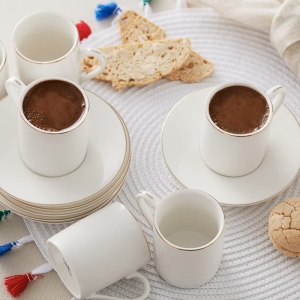 Set de cesti de cafea Karaca Elda pentru 6 persoane, 12 piese, portelan