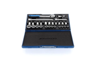 Set de chei cu clichet GEDORE 27 piese, 12, 10-30 mm, din otel cromat - Img 3