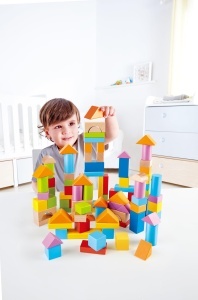 Set de Constructie Hape 101 Piese Lemn Colorat pentru Copii 12 Luni - Img 3