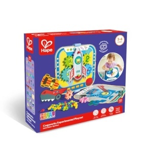 Set de constructie Hape Zahnrad pentru copii 3 ani cu roti dintate si accesorii creative - Img 7