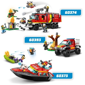 Set de Constructie LEGO City - Barca de Pompieri 60373, 144 piese, 3 figurine - Img 6