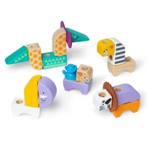 Set de Constructie Melissa Doug Blockables Safari - 34 Piese, Lemn si Accesorii - Img 6