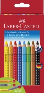 Set de Creioane Colorate Jumbo Faber-Castell Grip, 8 culori, Ergonomice